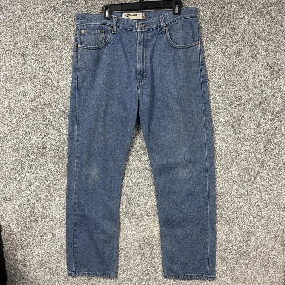 Levis 505 Regular Fit Jeans Mens 36x31 Blue Straight Leg Denim Mid Wash Classic